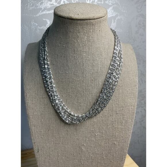 Sarah Coventry Signed Silver Tone Multi Layered Necklace - Picture 1 of 5